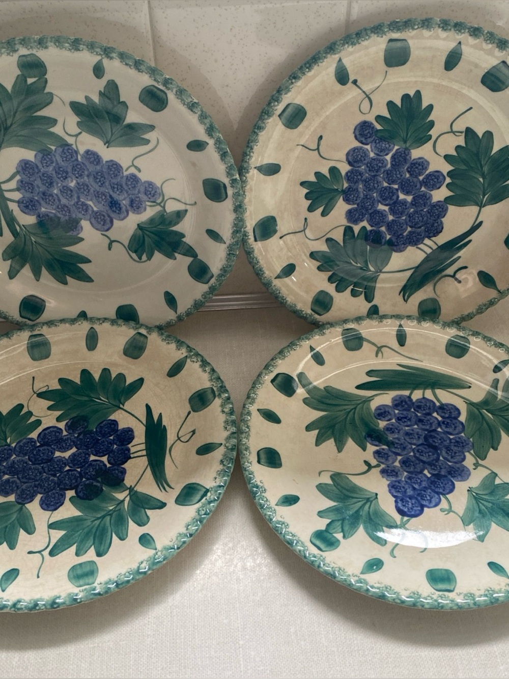 Vintage Southern Potteries Salad Dessert Plate Grape 8" Plates Set Of 4 USA